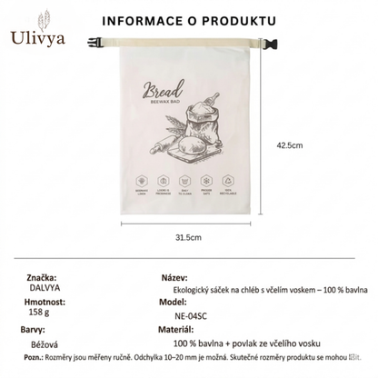 Bio sáček na chléb s včelím voskem – 100% bavlna